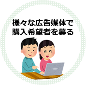 様々な広告媒体で購入希望者を募ります。