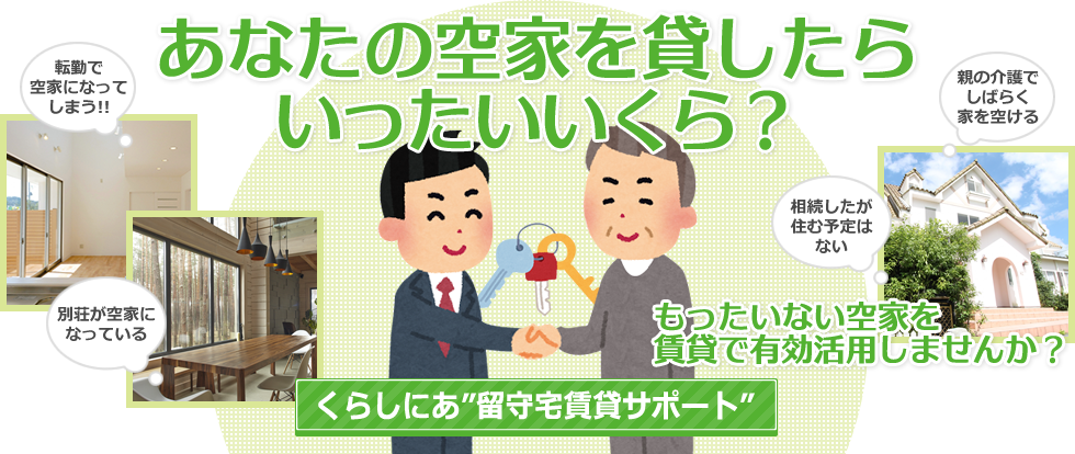 あなたの空家を貸したらいったいいくら？くらしにあ留守宅賃貸サポート